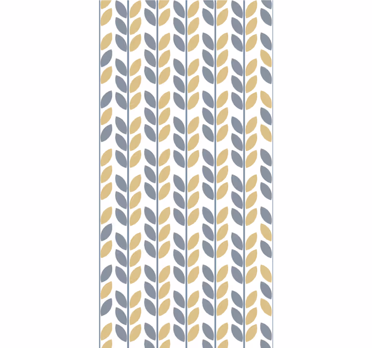 Papel tapiz nórdico hojas verticales gris y amarillo - TenVinilo