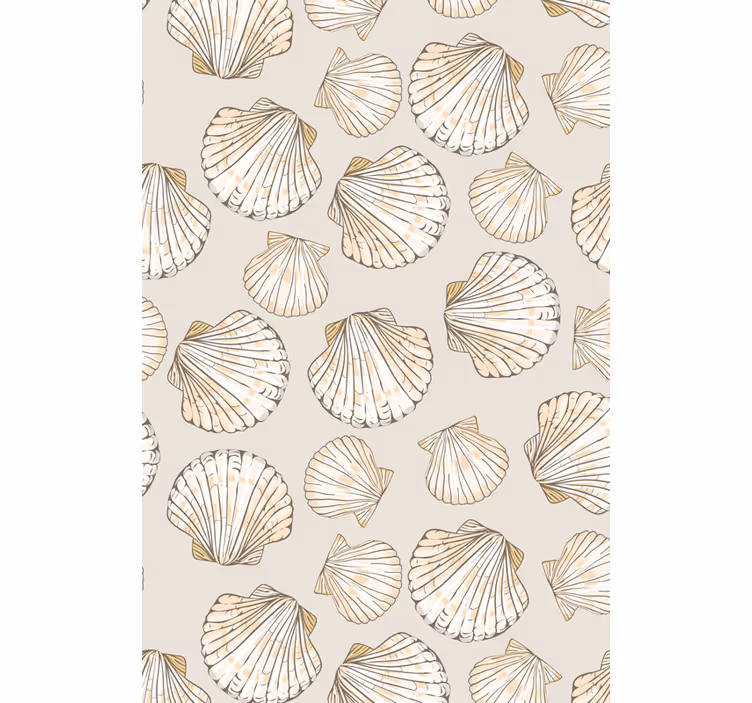 Papel tapiz para sala patrón de conchas marinas - TenVinilo