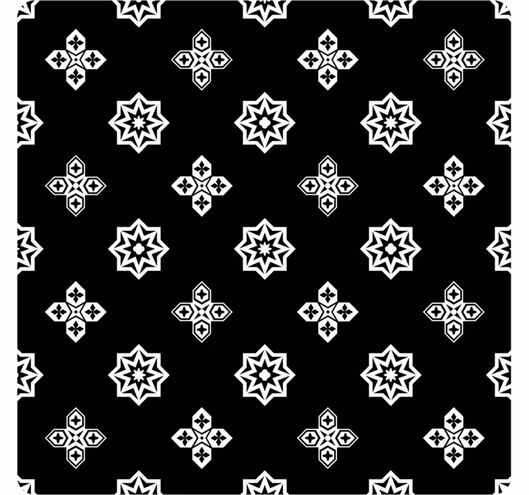 Papel tapiz azulejos patrón vintage en blanco y negro - TenVinilo