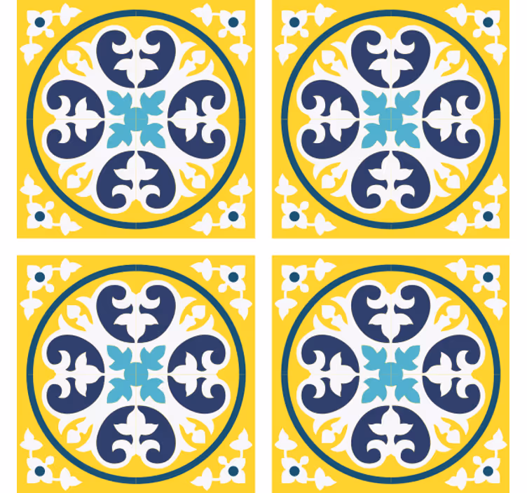 Papel tapiz azulejos patrón floral cerámico - TenVinilo