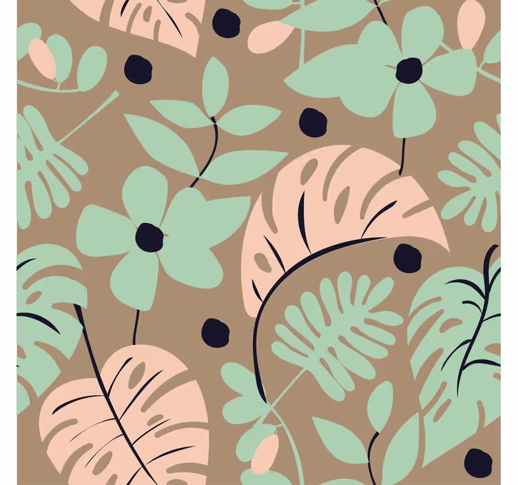 Papel tapiz flores pastel color monstera y hojas - TenVinilo