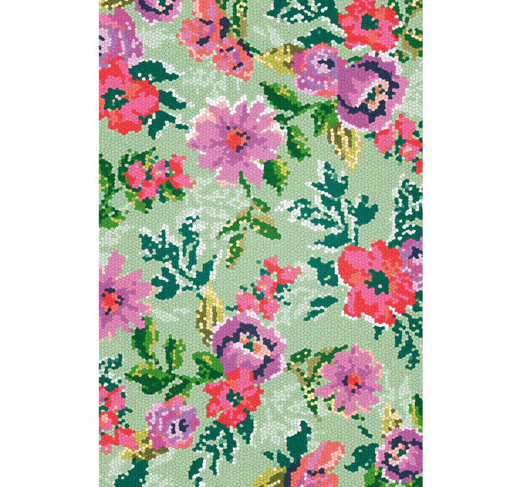 Papel tapiz flores patrón floral mosaico - TenVinilo