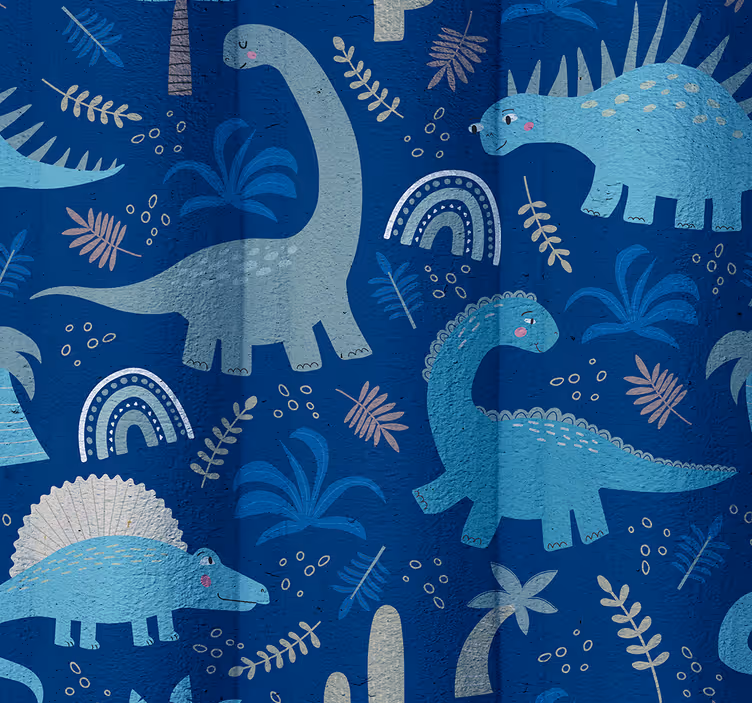 Papel tapiz dinosaurios tonos azules - TenVinilo
