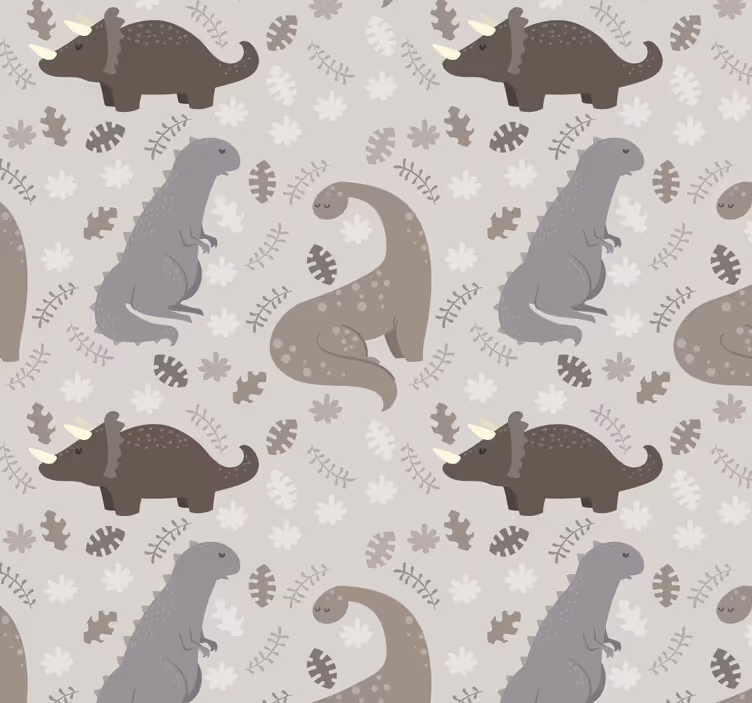 Papel tapiz dinosaurios patrón gris - TenVinilo