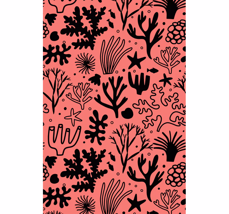 Papel tapiz árboles hojas australianas rojas y negras - TenVinilo
