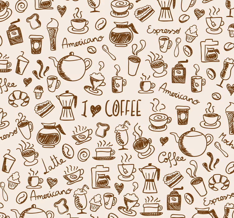 Papel tapiz cocina diseño de café - TenVinilo