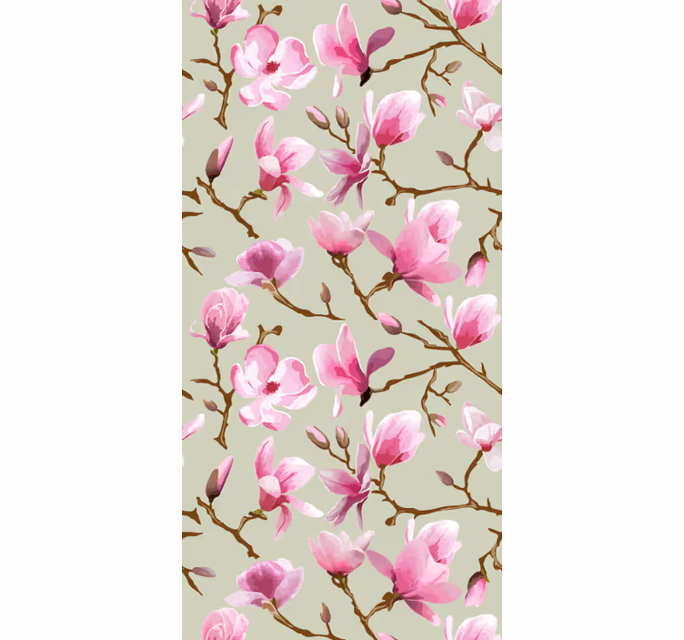 Papel tapiz cocina flor de magnolia rosa - TenVinilo
