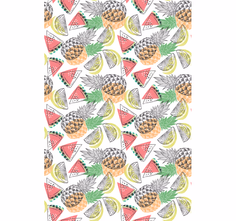 Papel tapiz moderno patrón colorido de frutas veraniegas - TenVinilo