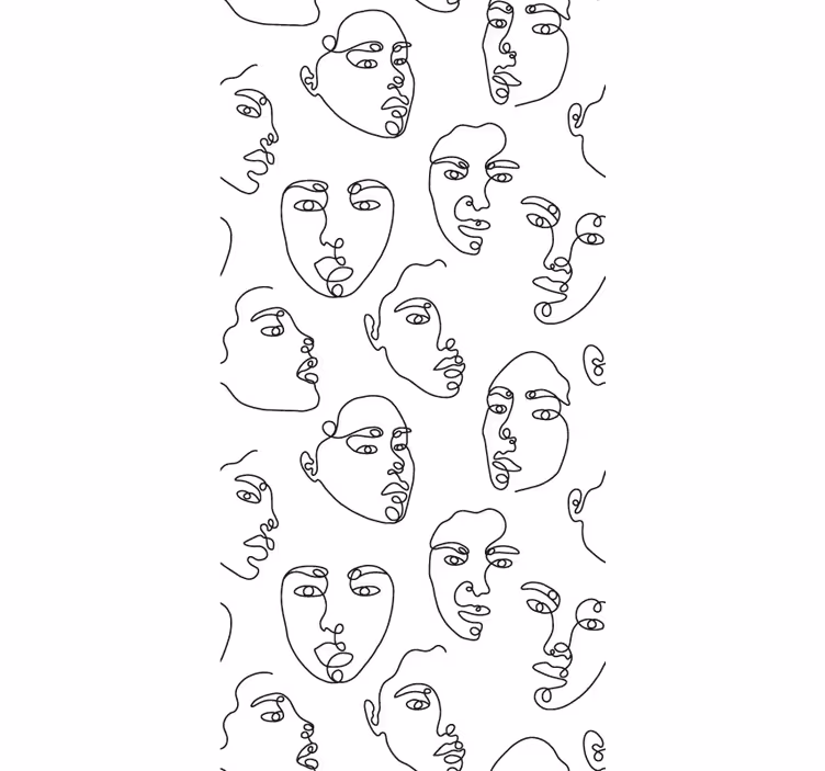Papel tapiz moderno diseño de caras en línea - TenVinilo