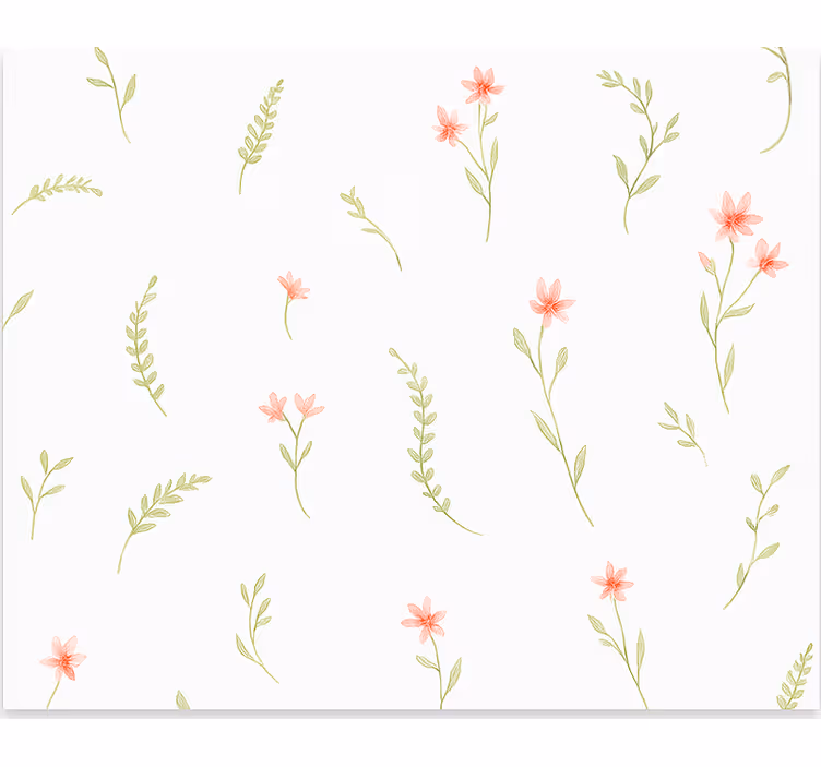 Papel tapiz infantil flores silvestres en pastel - TenVinilo