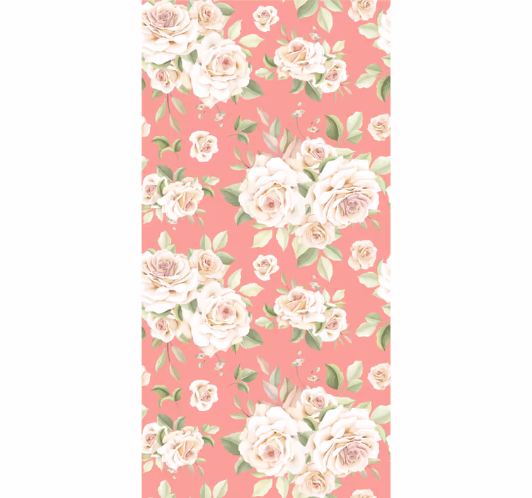 Papel tapiz comedor patrón floral de rosas - TenVinilo