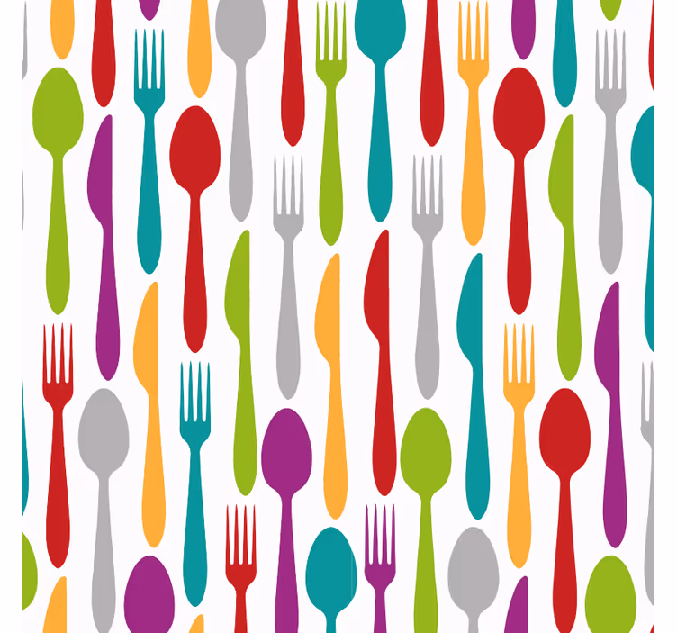 Papel tapiz cocina utensilios de comida - TenVinilo