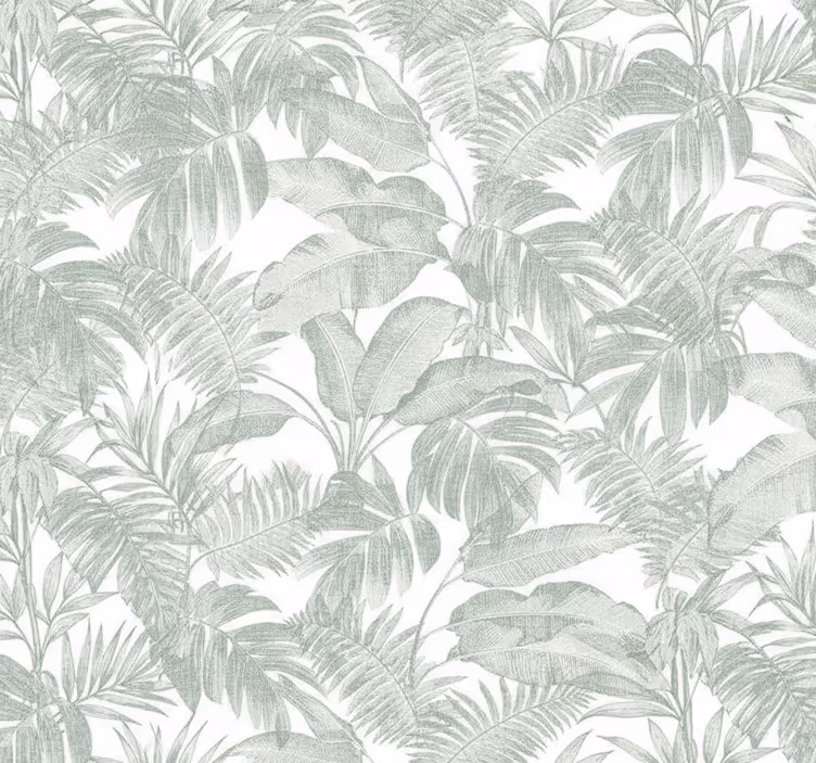 Papel tapiz recámara matrimonial palmera esbozo plateado - TenVinilo