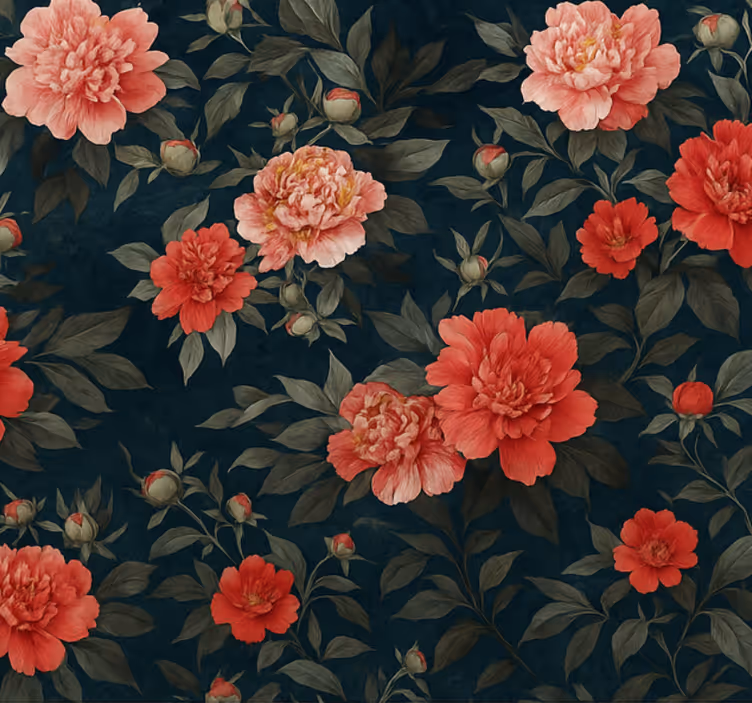 Papel tapiz para sala botánico oscuro vintage - TenVinilo