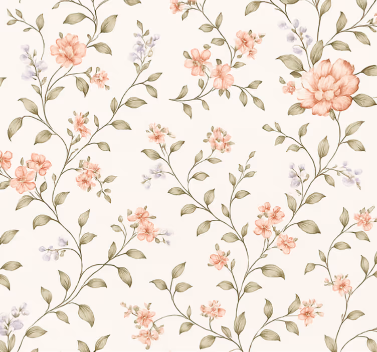 Papel tapiz para sala floral caprichoso - TenVinilo