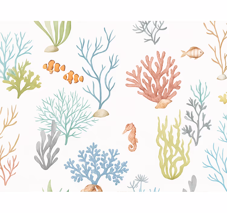 Papel tapiz infantil coral bajo el agua - TenVinilo