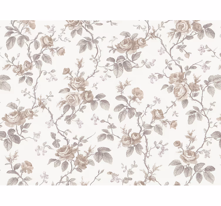 Papel tapiz recámara matrimonial floral vintage francés - TenVinilo