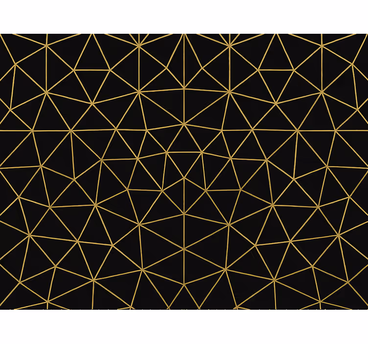 Papel tapiz triángulos red geométrica dorada noche - TenVinilo
