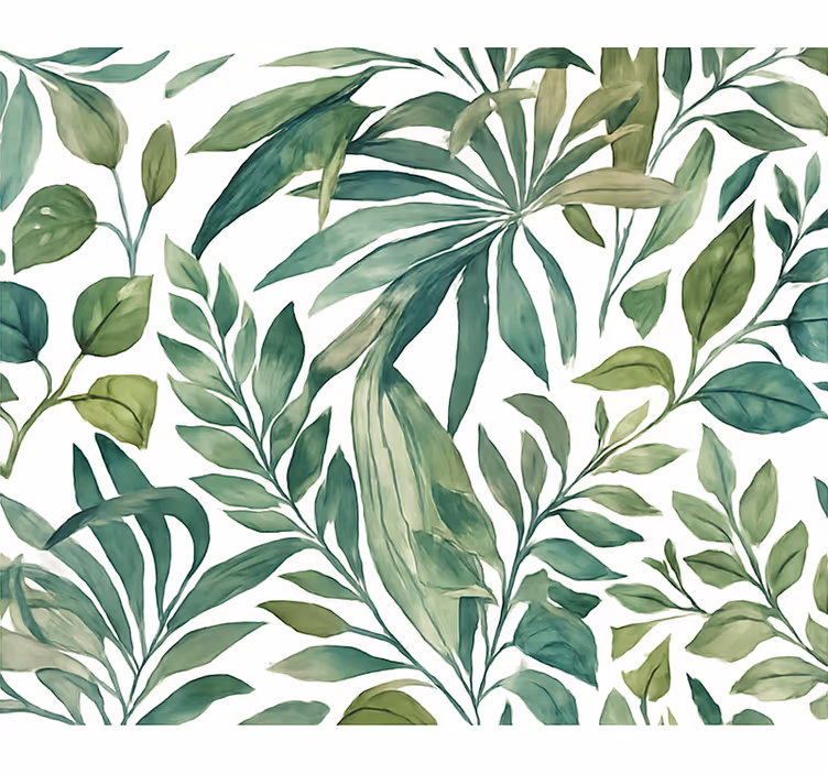 Papel tapiz hojas acuarela selva - TenVinilo
