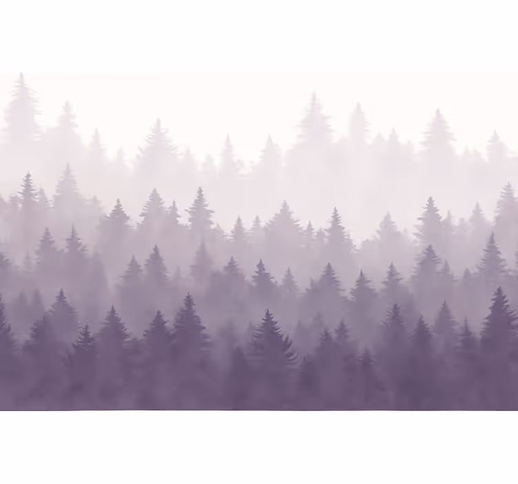 Papel tapiz paisaje bosque de niebla púrpura - TenVinilo