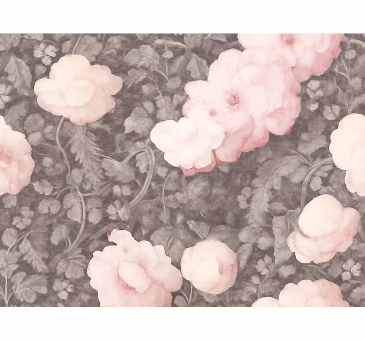 Papel tapiz flores lino vintage en flor - TenVinilo