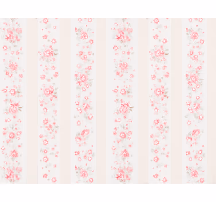 Papel tapiz infantil rayas florales retro rosas - TenVinilo