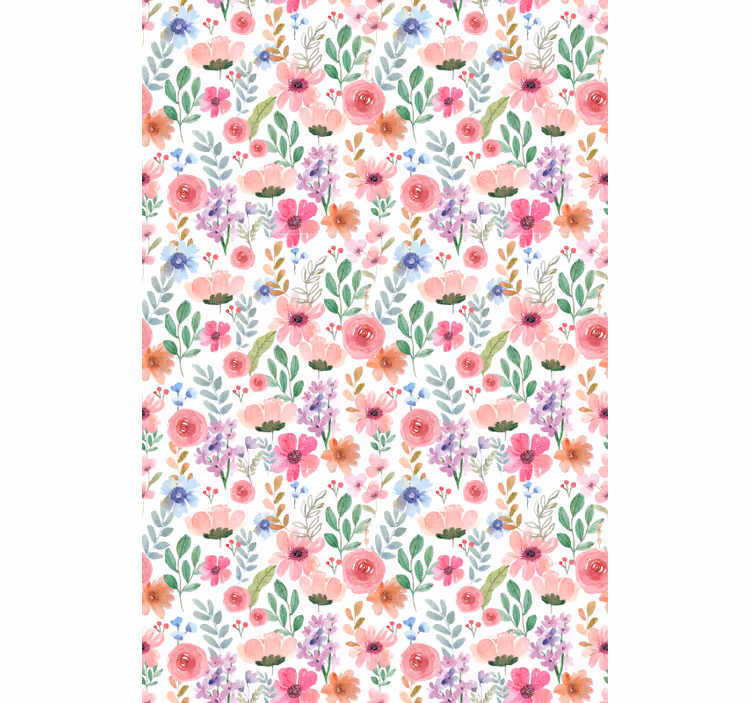 Papel tapiz flores multicolores - TenVinilo