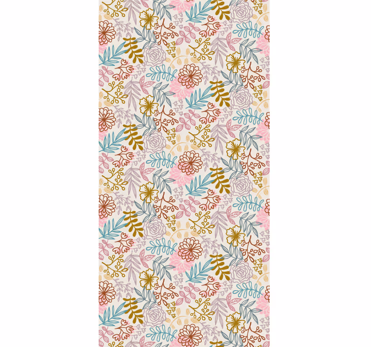 Papel tapiz flores dibujo lineal multicolor - TenVinilo