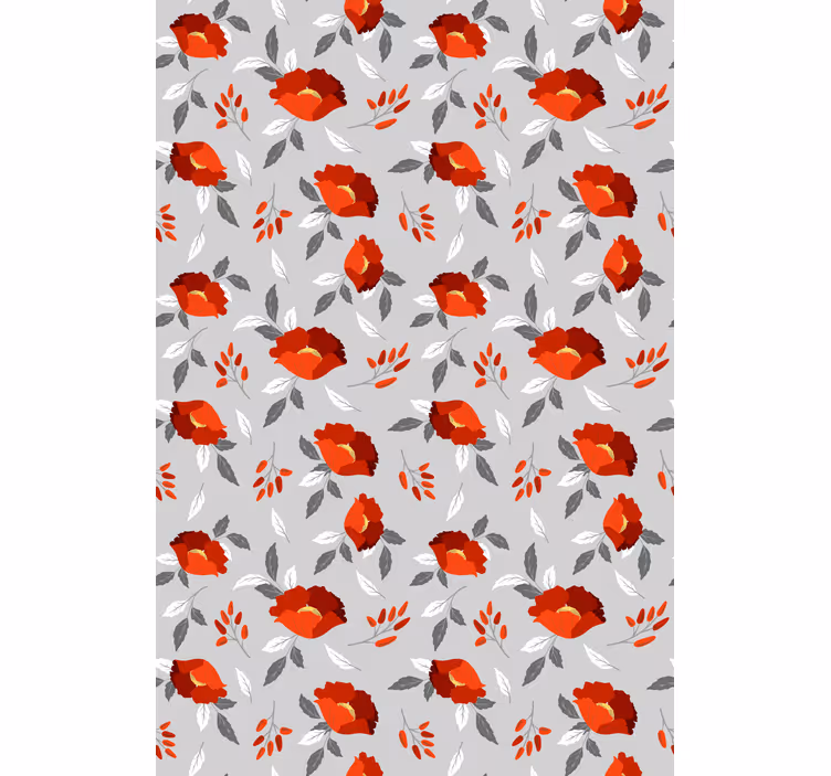 Papel tapiz flores amapolas rojas flotantes - TenVinilo