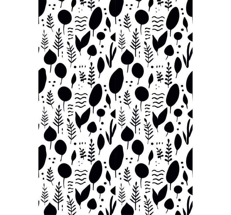 Papel tapiz floral imágenes en blanco y negro - TenVinilo