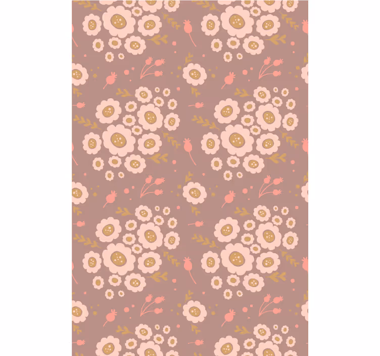 Papel tapiz floral con patrón de arte popular pastel - TenVinilo