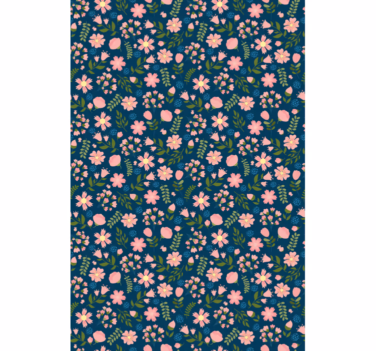 Papel tapiz floral estampado 'floflo' azul - TenVinilo