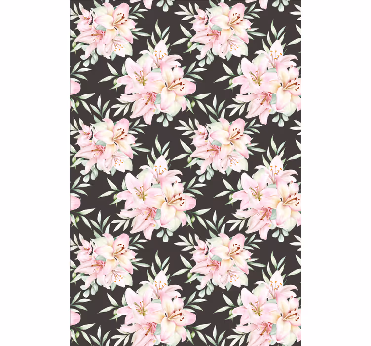 Papel tapiz floral patrón de lirios acuarelados - TenVinilo