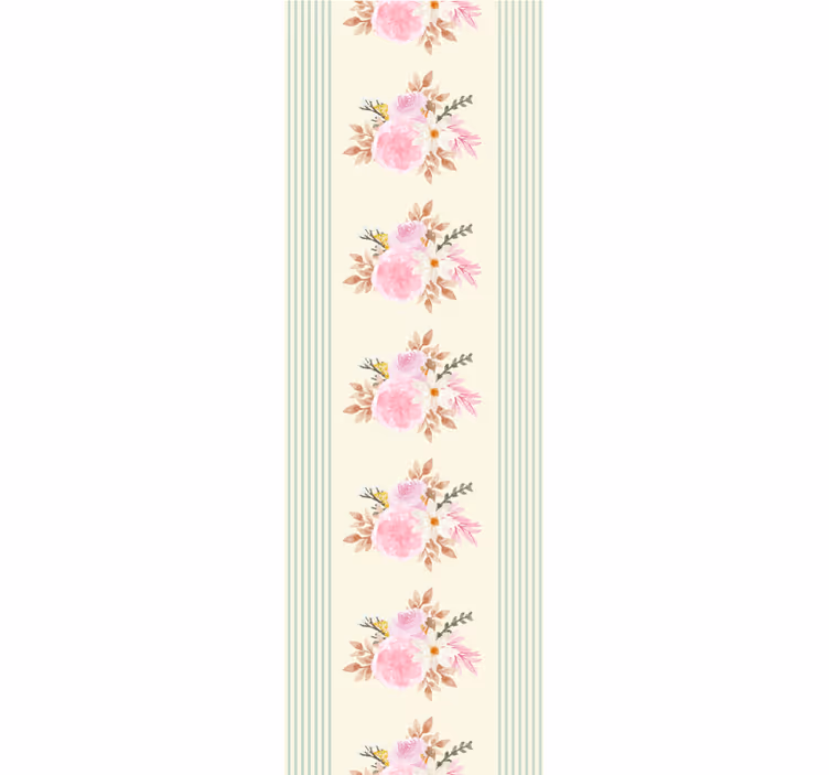 Papel tapiz para recámara patrón floral rayado provincial - TenVinilo