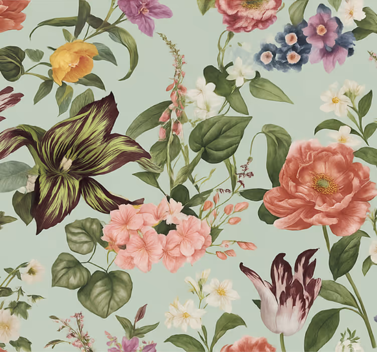 Papel tapiz para recámara flores coloridas de primavera - TenVinilo