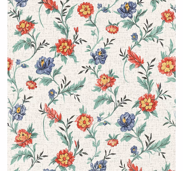 Papel tapiz para recámara diseño flores retro - TenVinilo