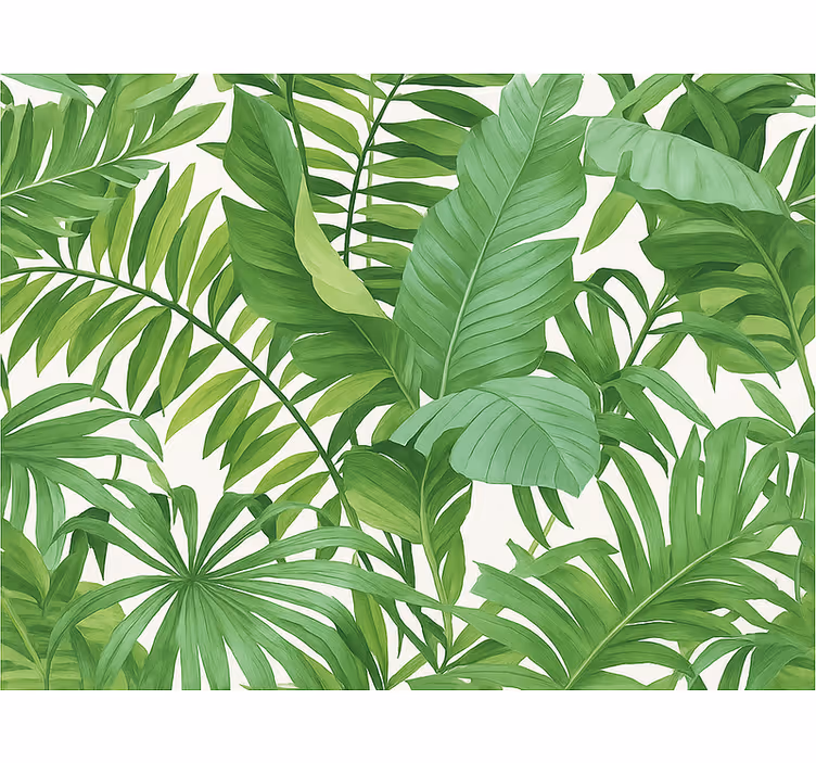Papel tapiz para recámara motivo hojas tropicales - TenVinilo