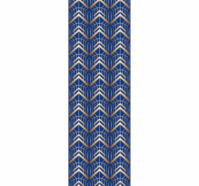Papel tapiz para recámara patrón deco azul y dorado - TenVinilo
