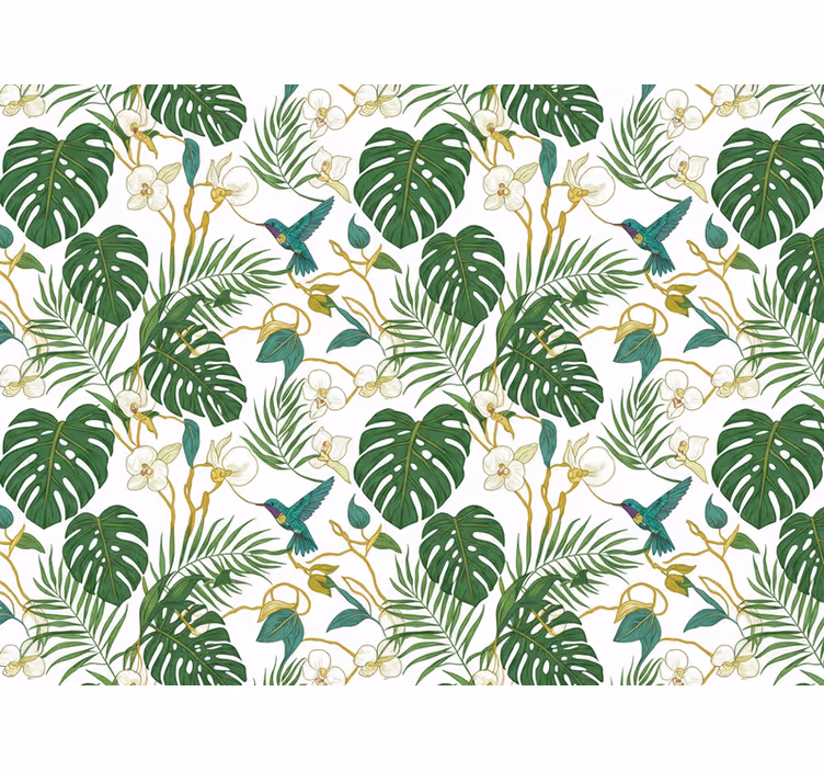 Papel tapiz hojas jardín botánico esmeralda - TenVinilo