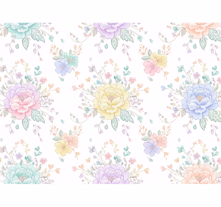 Papel tapiz lila pastel para nursery floral - TenVinilo