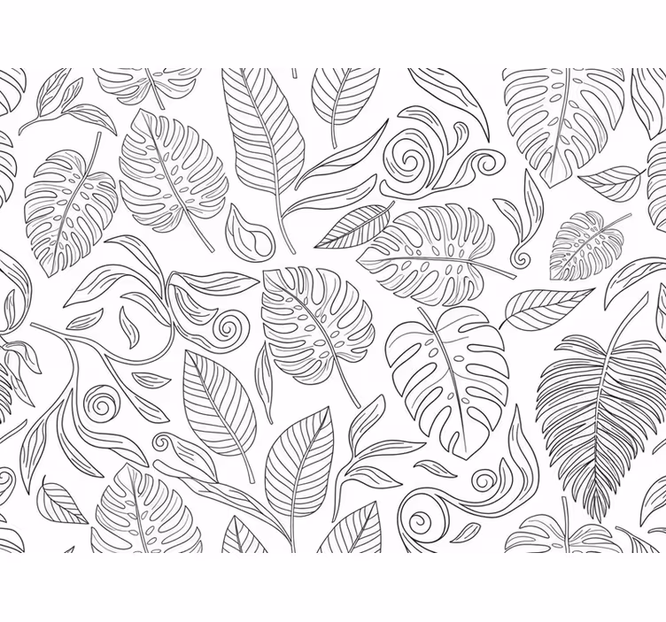 Papel tapiz moderno botánico en blanco y negro - TenVinilo
