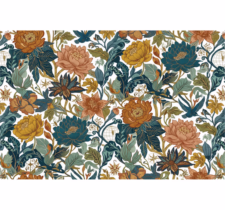 Papel tapiz flores estilo de paredes viajeras - TenVinilo