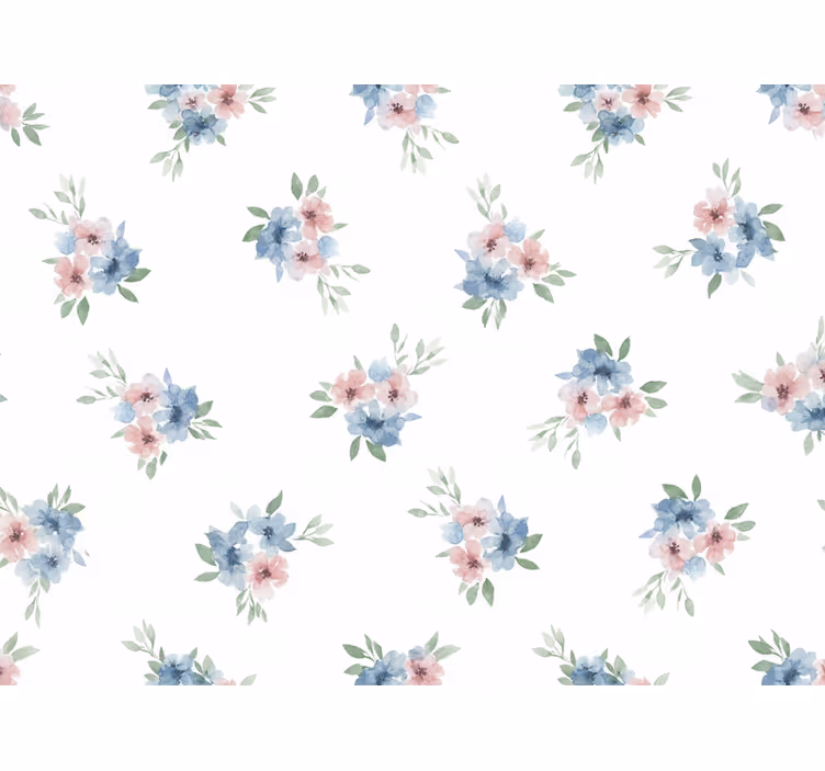 Papel tapiz flores pequeñas en acuarela - TenVinilo