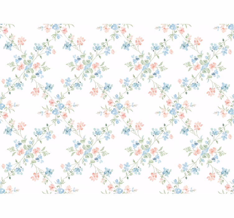 Papel tapiz flores pequeñas en acuarela clara - TenVinilo
