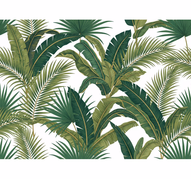 Papel tapiz hojas palmeras de lujo en la selva - TenVinilo