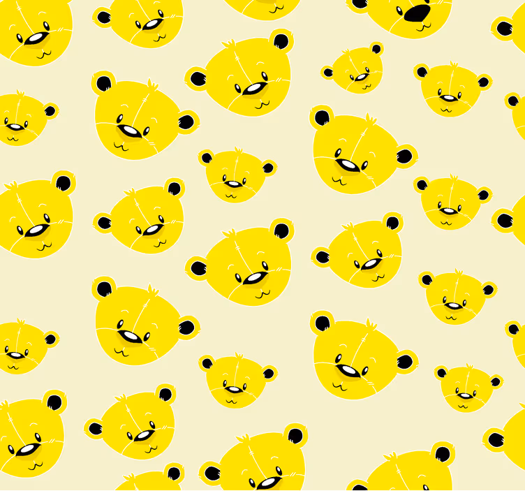 Papel tapiz amarillo con patrón de osos - TenVinilo