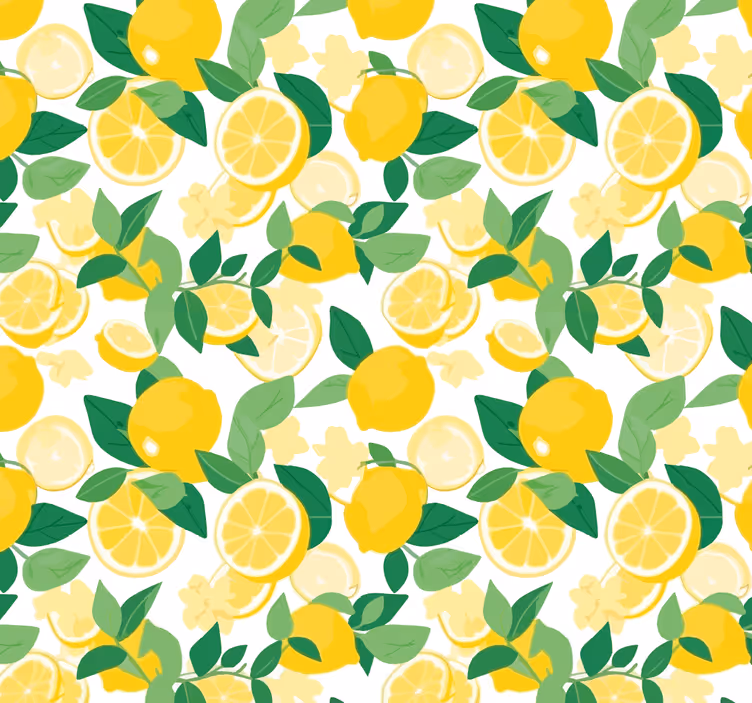 Papel tapiz amarillo diseño de rodajas de limón - TenVinilo