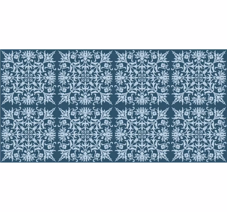 Papel tapiz azul patrón floral provincial francés - TenVinilo