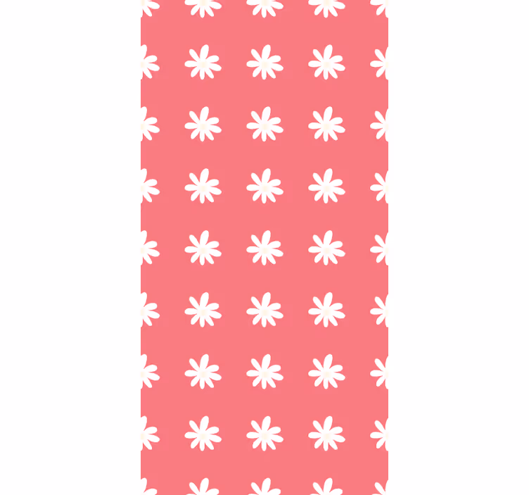 Papel tapiz rojo con flores en fondo rosa - TenVinilo