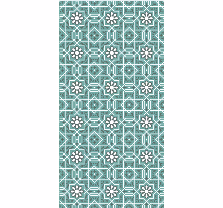 Papel tapiz verde azulejos florales verdes - TenVinilo